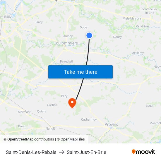 Saint-Denis-Les-Rebais to Saint-Just-En-Brie map