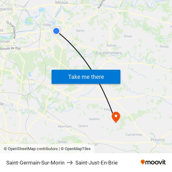 Saint-Germain-Sur-Morin to Saint-Just-En-Brie map