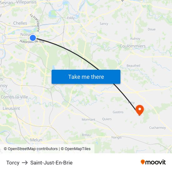 Torcy to Saint-Just-En-Brie map