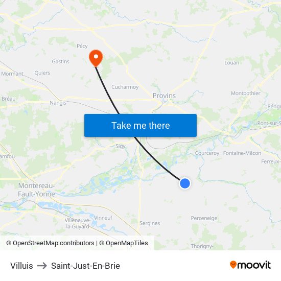 Villuis to Saint-Just-En-Brie map