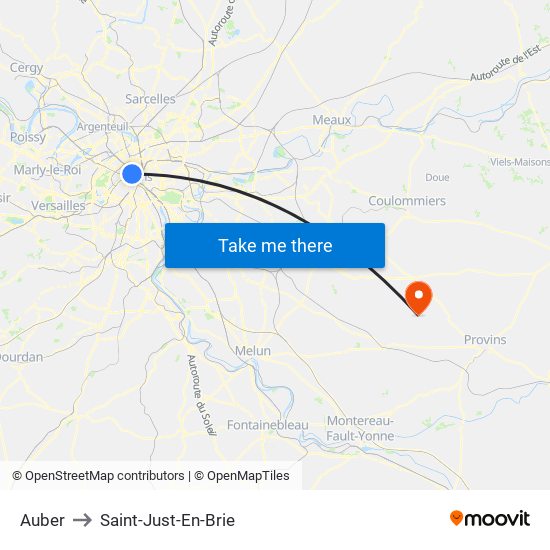 Auber to Saint-Just-En-Brie map