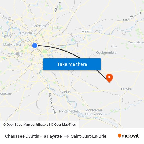 Chaussée D'Antin - la Fayette to Saint-Just-En-Brie map