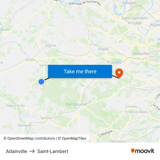 Adainville to Saint-Lambert map