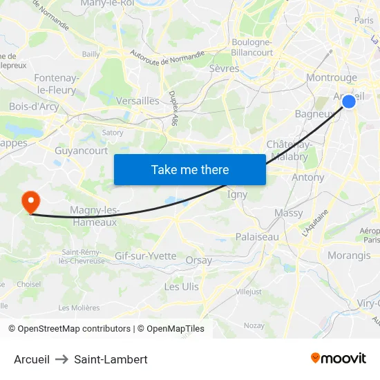 Arcueil to Saint-Lambert map