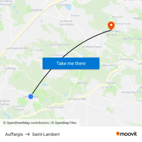 Auffargis to Saint-Lambert map