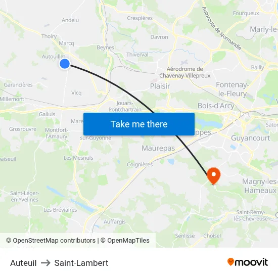Auteuil to Saint-Lambert map