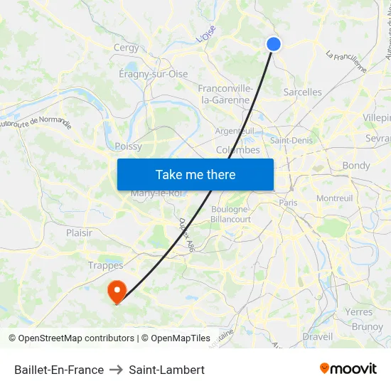 Baillet-En-France to Saint-Lambert map