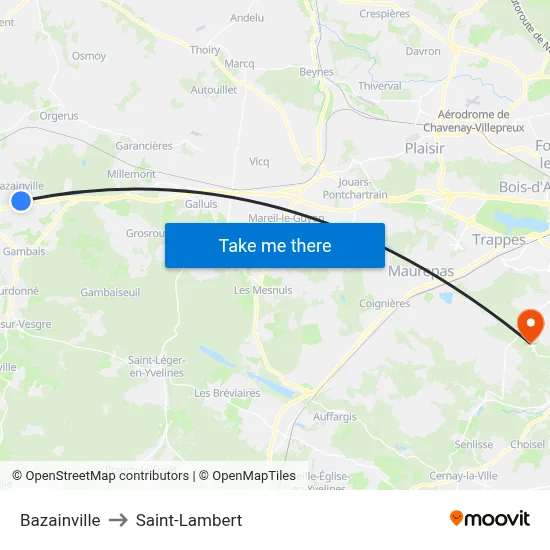 Bazainville to Saint-Lambert map