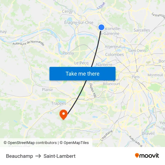 Beauchamp to Saint-Lambert map