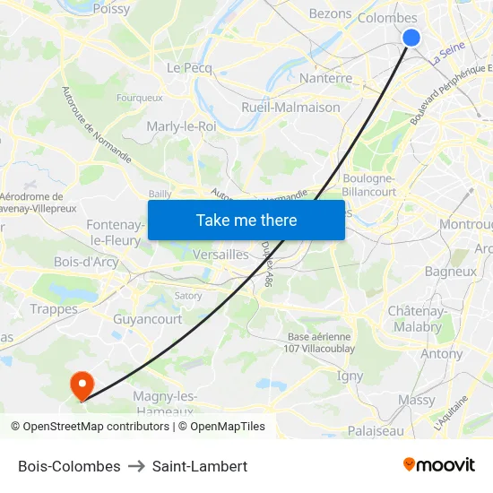 Bois-Colombes to Saint-Lambert map