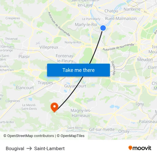 Bougival to Saint-Lambert map
