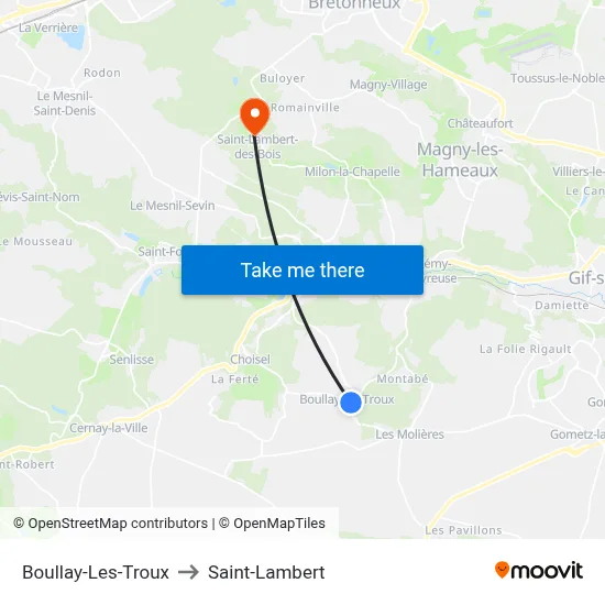 Boullay-Les-Troux to Saint-Lambert map