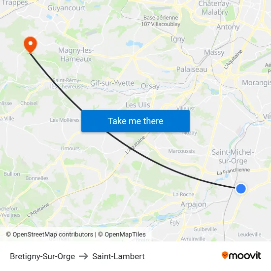 Bretigny-Sur-Orge to Saint-Lambert map