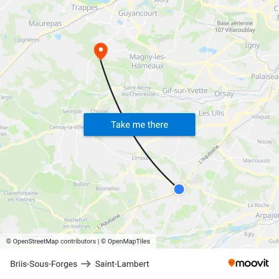 Briis-Sous-Forges to Saint-Lambert map