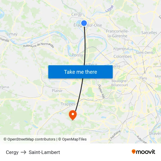 Cergy to Saint-Lambert map