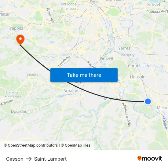 Cesson to Saint-Lambert map