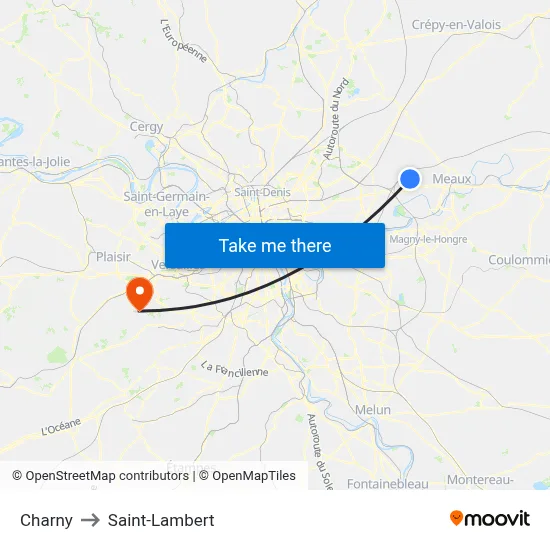 Charny to Saint-Lambert map