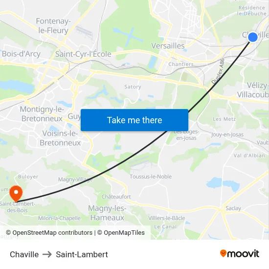 Chaville to Saint-Lambert map