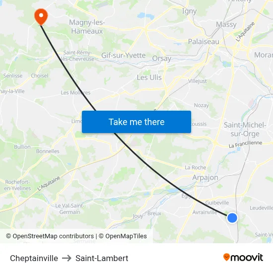 Cheptainville to Saint-Lambert map