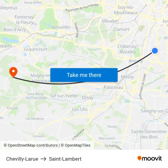 Chevilly-Larue to Saint-Lambert map