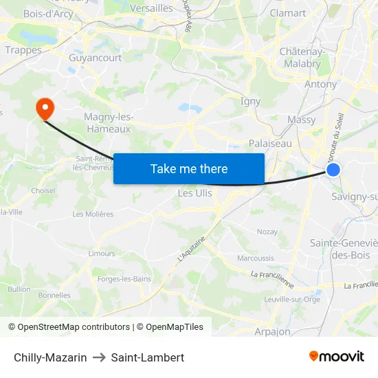 Chilly-Mazarin to Saint-Lambert map