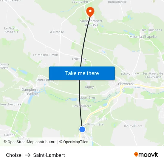 Choisel to Saint-Lambert map