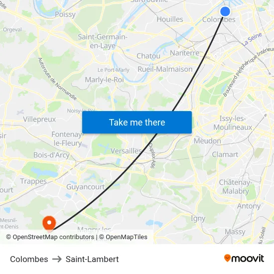 Colombes to Saint-Lambert map