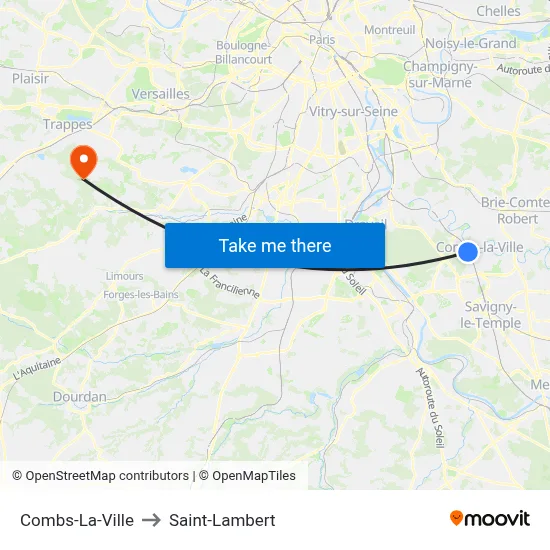 Combs-La-Ville to Saint-Lambert map