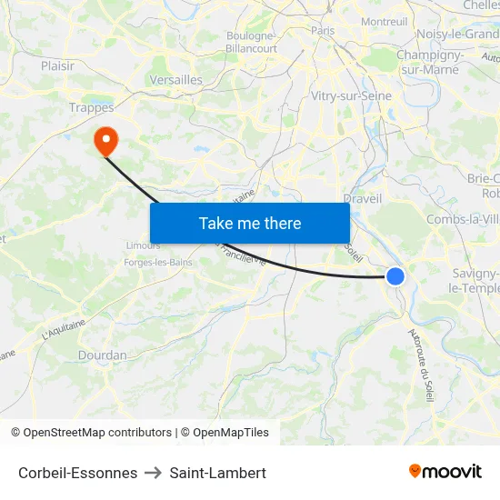 Corbeil-Essonnes to Saint-Lambert map