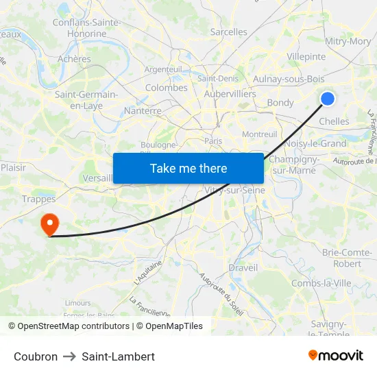 Coubron to Saint-Lambert map