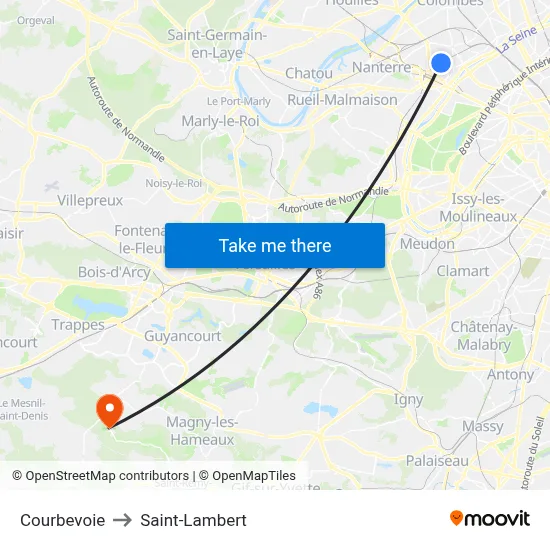 Courbevoie to Saint-Lambert map