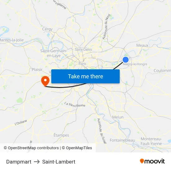 Dampmart to Saint-Lambert map