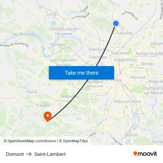 Domont to Saint-Lambert map