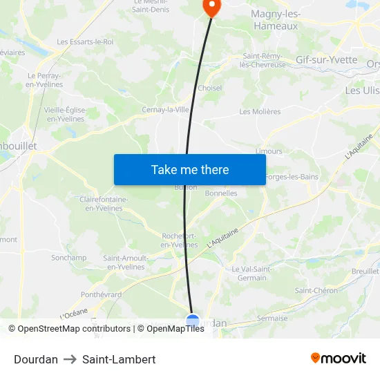 Dourdan to Saint-Lambert map