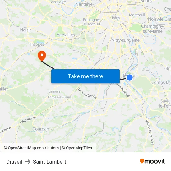 Draveil to Saint-Lambert map