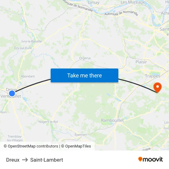 Dreux to Saint-Lambert map