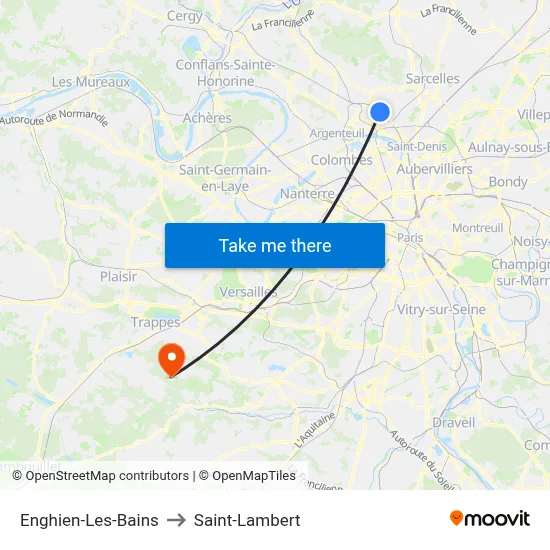 Enghien-Les-Bains to Saint-Lambert map