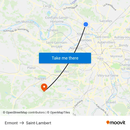 Ermont to Saint-Lambert map