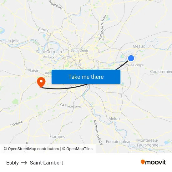 Esbly to Saint-Lambert map
