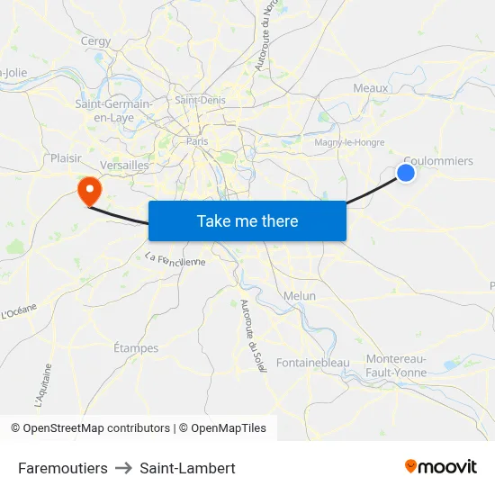 Faremoutiers to Saint-Lambert map