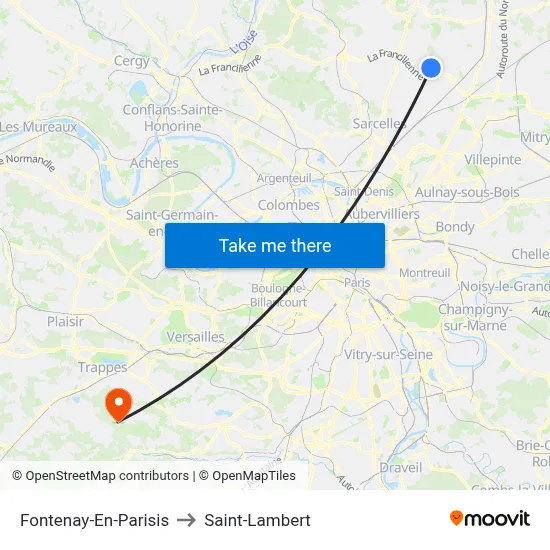 Fontenay-En-Parisis to Saint-Lambert map