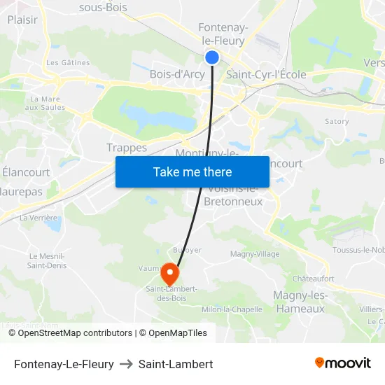 Fontenay-Le-Fleury to Saint-Lambert map