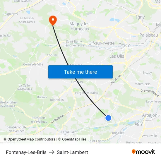 Fontenay-Les-Briis to Saint-Lambert map