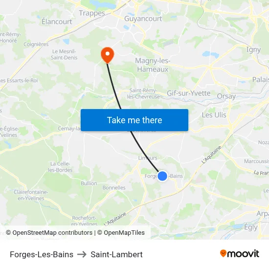 Forges-Les-Bains to Saint-Lambert map