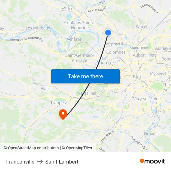 Franconville to Saint-Lambert map