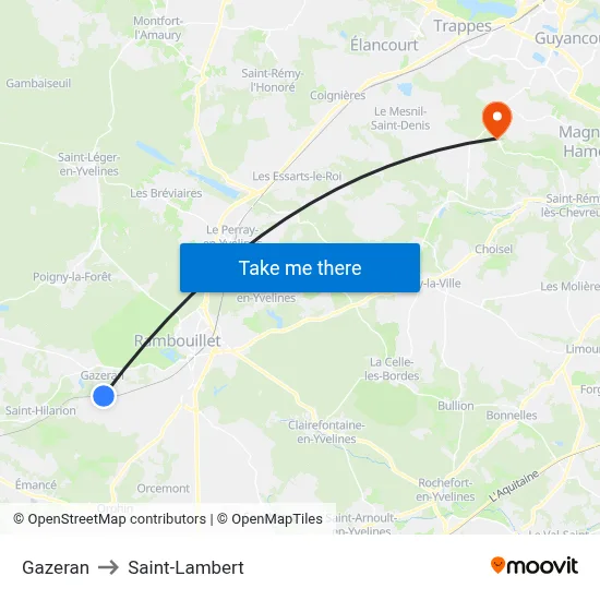 Gazeran to Saint-Lambert map