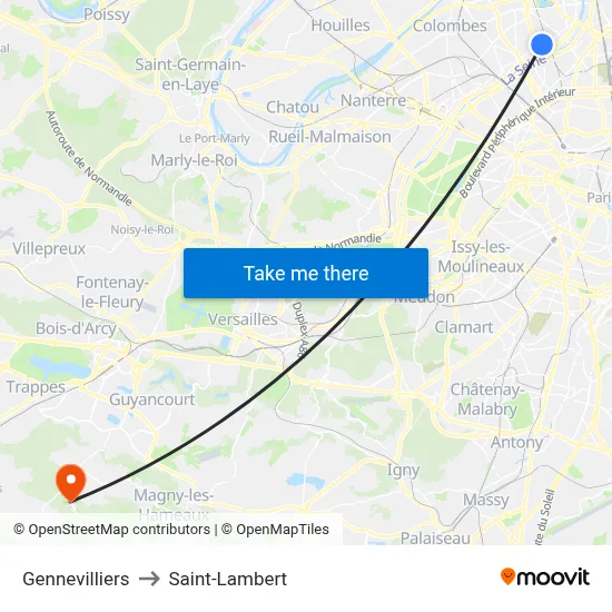Gennevilliers to Saint-Lambert map