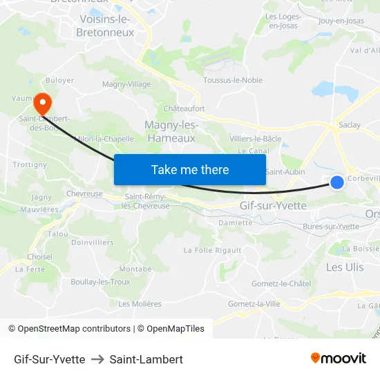 Gif-Sur-Yvette to Saint-Lambert map