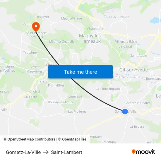 Gometz-La-Ville to Saint-Lambert map