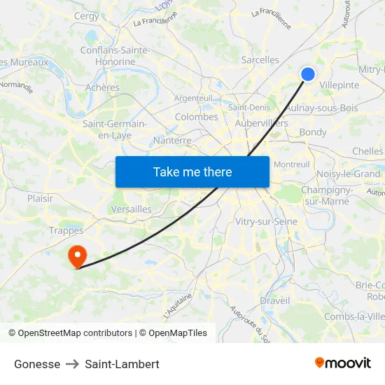 Gonesse to Saint-Lambert map
